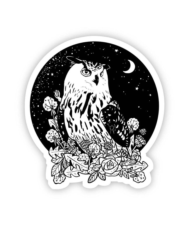 Owl with Night Sky Sticker