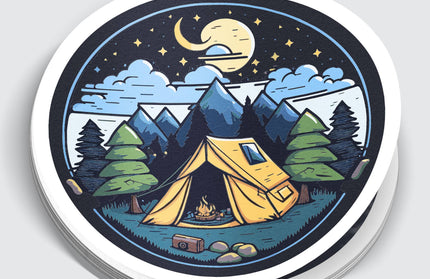 Outdoor Camping Circle Sticker - 3"