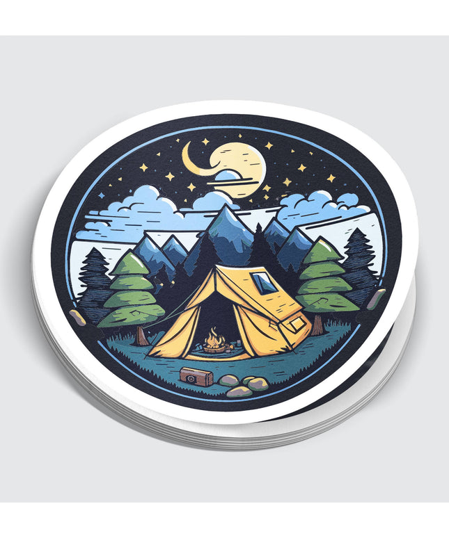 Outdoor Camping Circle Sticker - 3"