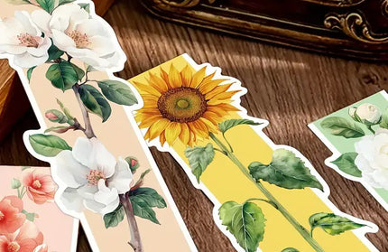 Floral Cardstock Bookmarks – Reading Gift Set: 10 Bookmarks