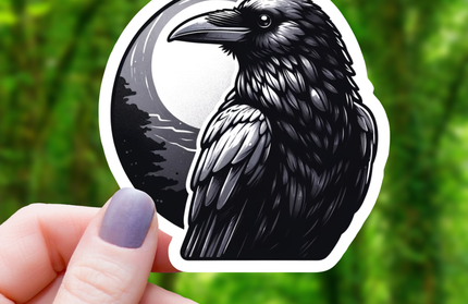 Raven in Moon Sticker - 3"