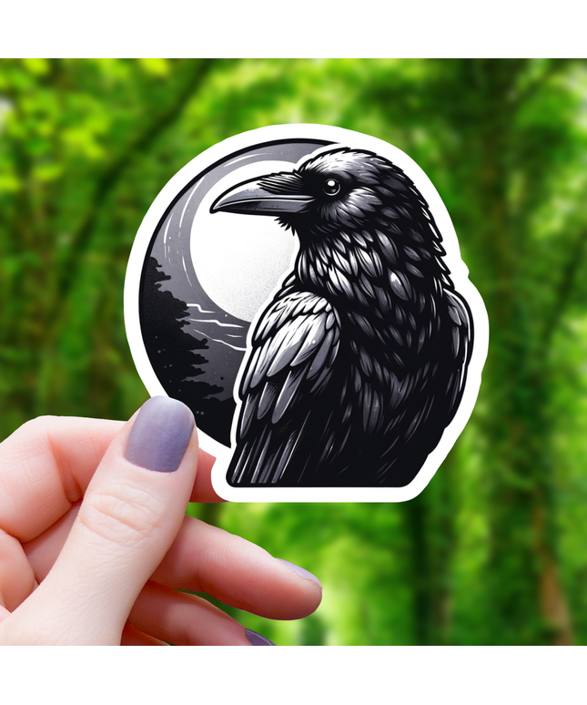 Raven in Moon Sticker - 3"