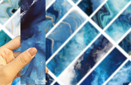 Ocean Blue Abstract Bookmarks | Marble effect 5.9X1.5'': Any 1 Bookmark