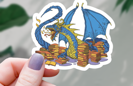 Library Book Dragon Sticker - 3"