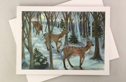 #760 - Winter Deer Walk Notecard