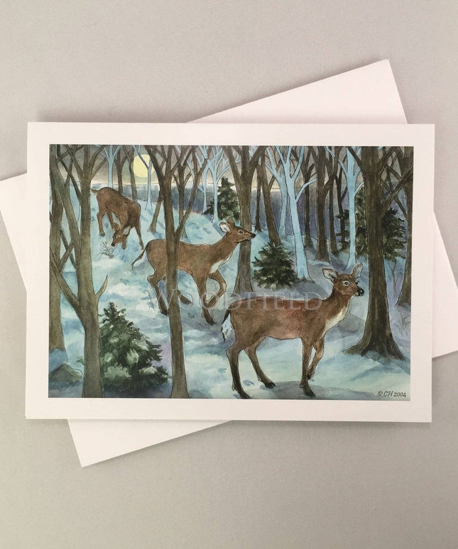 #760 - Winter Deer Walk Notecard