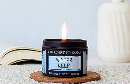 Winter Keep｜Holiday Bookish Soy Candle｜4oz Travel Tin: 4 oz Tin