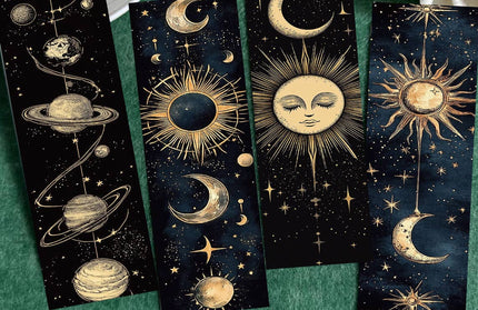 Celestial Moon & Sun Bookmarks | Cosmic Galaxy, Space Theme: Any 5 Bookmarks