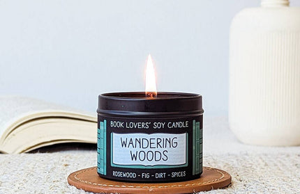 Wandering Woods｜Bookish Soy Candle｜4oz Travel Tin: 4 oz Tin