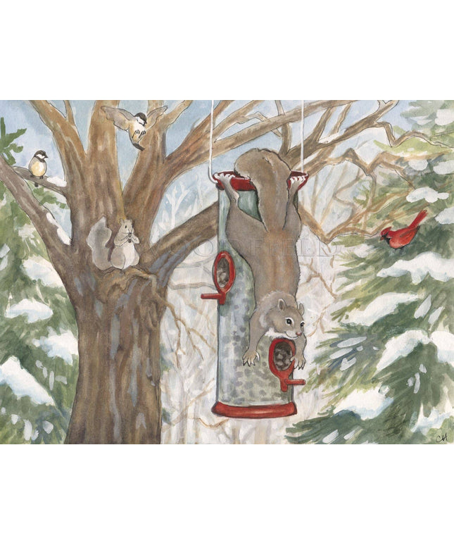 #753 - Chester's Bird Feeder Notecard