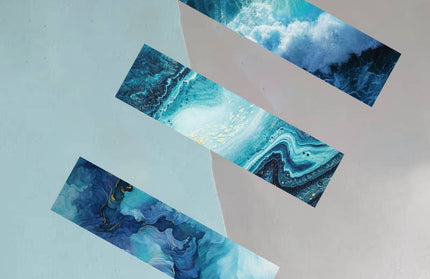 Ocean Blue Abstract Bookmarks | Marble effect 5.9X1.5'': Any 1 Bookmark