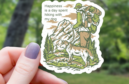 Happiness is a Hike With Your Dog Sticker - 3"