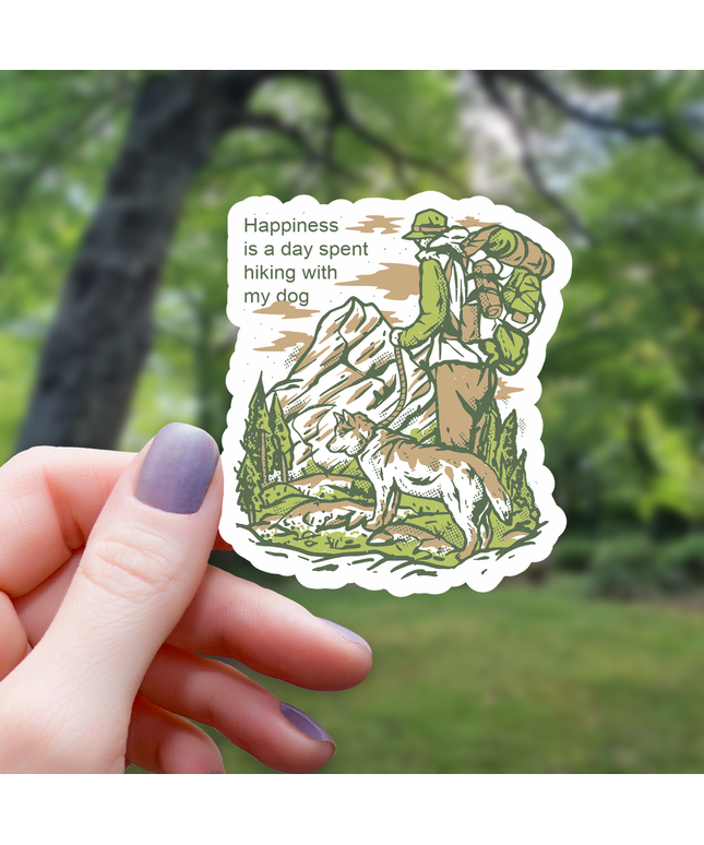 Happiness is a Hike With Your Dog Sticker - 3"