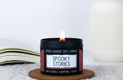Spooky Stories｜Fall Bookish Soy Candle｜4oz Travel Tin: 4 oz Tin
