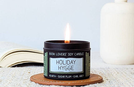 Holiday Hygge｜Bookish Soy Candle｜4oz Travel Tin: 4 oz Tin