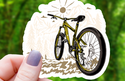 Mountain Bike Mountain Sticker - 3"