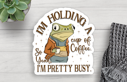 Frog Coffee Vinyl Sticker