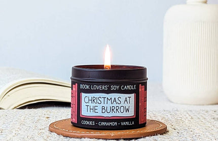 Christmas at the Burrow｜Holiday Bookish Soy Candle｜4oz Trave: 4 oz Tin