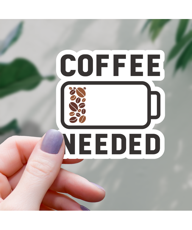 Coffee Needed Battery Sticker - 3"