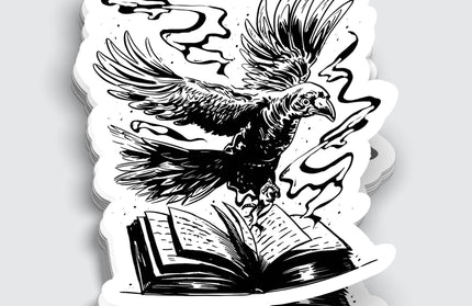 Ink Style Reading Raven Sticker - 3"