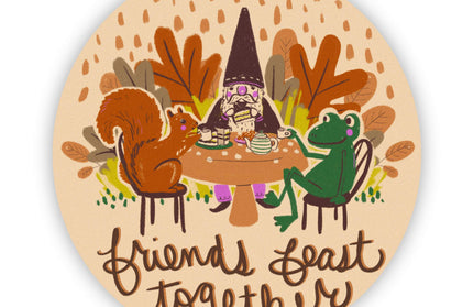 "Friends feast together" fall sticker