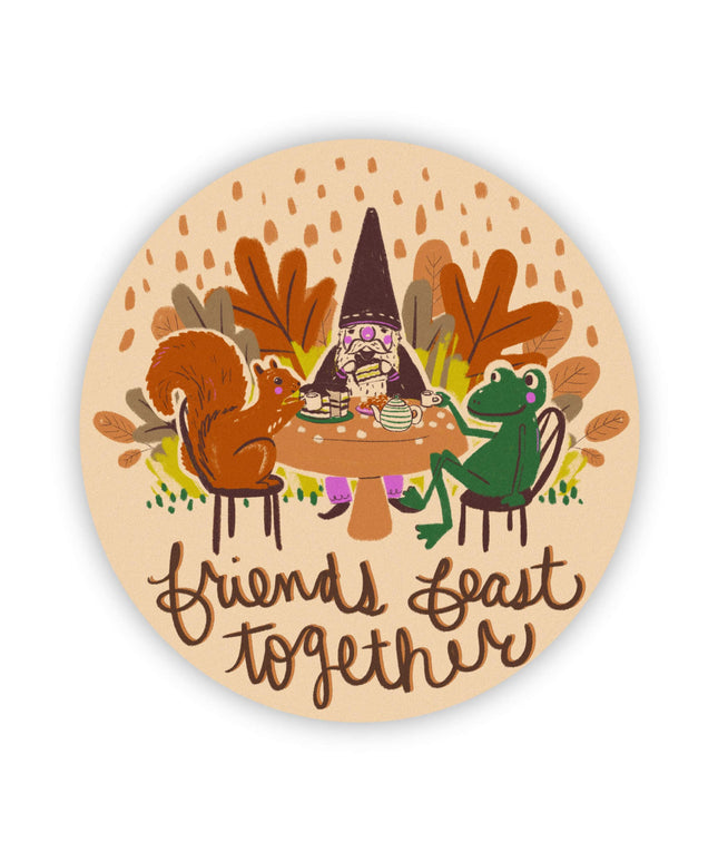 "Friends feast together" fall sticker
