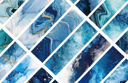 Ocean Blue Abstract Bookmarks | Marble effect 5.9X1.5'': Any 1 Bookmark