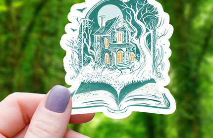 Haunted House Book Sticker - 3"