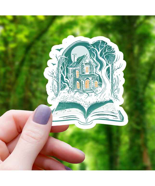 Haunted House Book Sticker - 3"