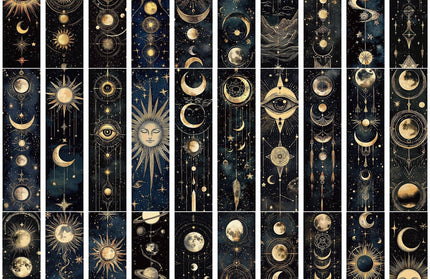 Celestial Moon & Sun Bookmarks | Cosmic Galaxy, Space Theme: Any 5 Bookmarks