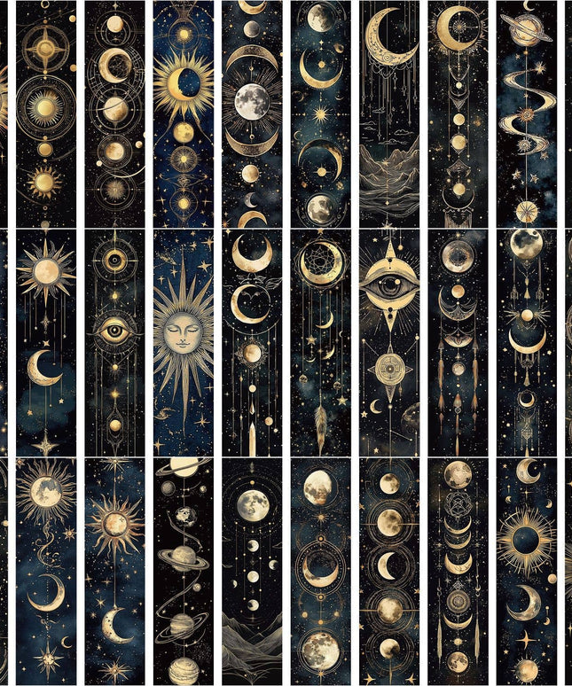 Celestial Moon & Sun Bookmarks | Cosmic Galaxy, Space Theme: Any 5 Bookmarks