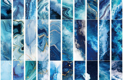 Ocean Blue Abstract Bookmarks | Marble effect 5.9X1.5'': Any 1 Bookmark